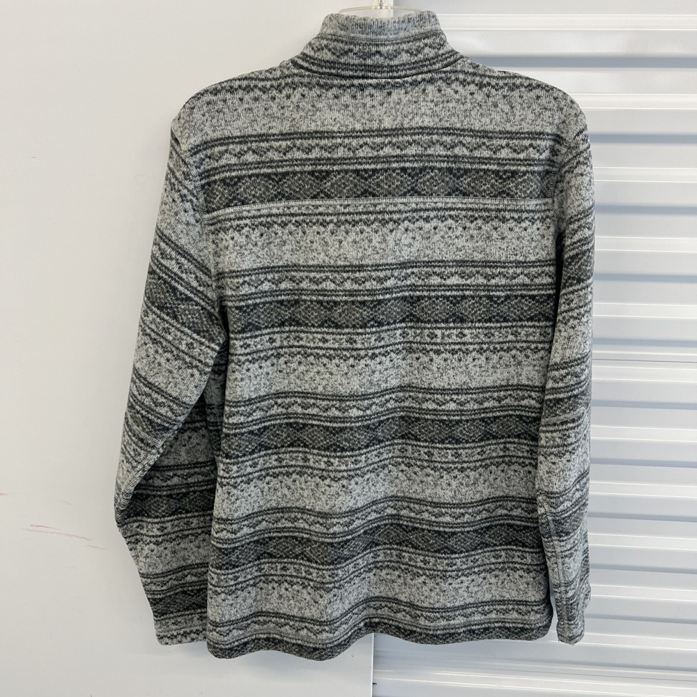 The North Face Pullover Mens Large Gray Stripe 1/4 Zip Fleece Fair Isle Hiking - Picture 5 of 16